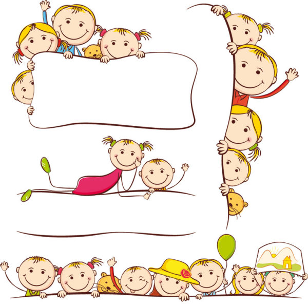 Cartoon the children painting - vector material