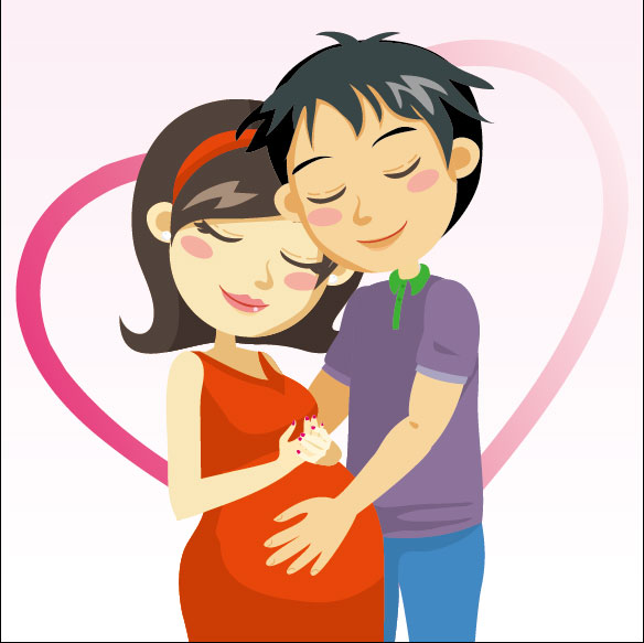 Cartoon expectant mothers 03 - Vector