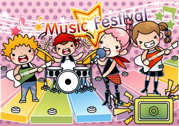 Cartoon Music illustrator 04 - vector material