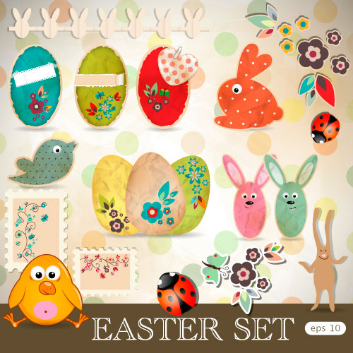 Cartoon Egg illustration background 01 - vector material