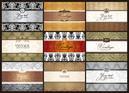 Classic floral card background 01 - vector material