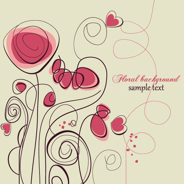 Stylish hand-painted flowers Vector -2