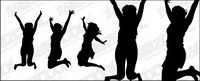 People beat silhouette vector material