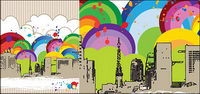 The trend of colorful illustrations city