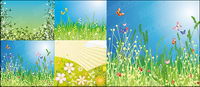flowers and butterflies vector material