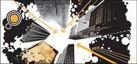 The trend of urban high-rise buildings material vector illustration