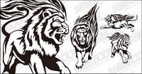 Tiger lion flame totem vector material-2