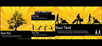 Yellow-black color trend silhouette vector material