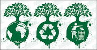 Trees growing on the Earth vector material