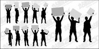 Action figures silhouette vector material