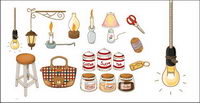 Hand-painted icon vector material supplies home