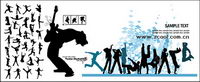 The trend of music and dance figures silhouette vector material