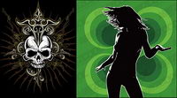 Woman silhouette with the skull vector material