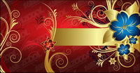 Gorgeous golden flower pattern vector material