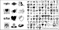 Love black and white elements of the vector material