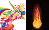 2 heart-shaped design of the theme of the trend vector material