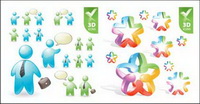 User roles and pentacle 3D icon vector material
