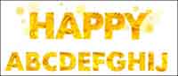 Yellow autumn letters vector material