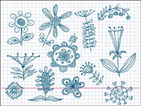 Cute little flowers painted vector material