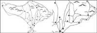 Bali Island road map map line drawing characters not increase vector material