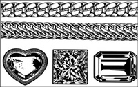 Realistic gold and silver chain - diamond gem Vector