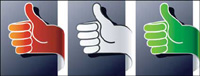 Vertical thumb gesture Ribbon Vector material