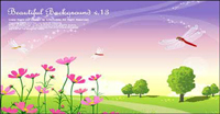 3 cute little daisy and background from the vector material