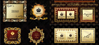 European honourable label and border vector of material