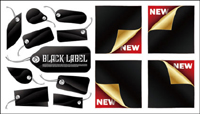 Black tags and stickers vector material