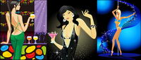 Night shift Vector fashionable women