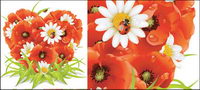 Flowers and heart-shaped vector material composition		