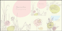Vector line drawing floral