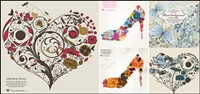 Pattern consisting of high heels and hearts vector material