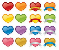 Peach color crystal heart icon vector material