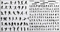 Vector silhouettes of various Players