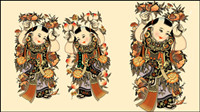 Chinese traditional boy birthday vector material