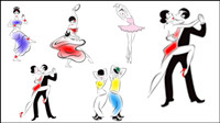 People dancing silhouette 02-- vector material