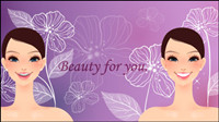 Cartoon beauty background 01 - vector material