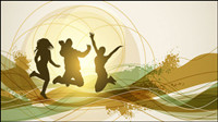 Dynamic trend of the flow line figure silhouette 04-- vector material