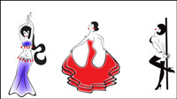 People silhouette dance 01 - vector material