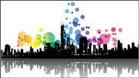 Elements of the trend and urban silhouette 02-- vector material