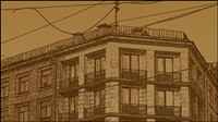 Exquisite European architecture decorative painting 05 - vector material