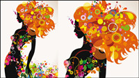 Fashionable beauty silhouette 02 - vector