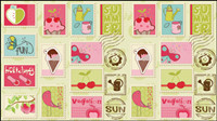 Cartoon illustrations of stamps 02 - vector