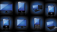 Blue technology products icon 03 - vector material