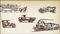 European-style hand-drawn transport carrier 02-- vector material 