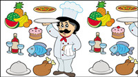 Cartoon characters cook 05 - vector
