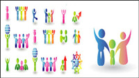 Colorful three-dimensional dynamic humanoid icon vector material -1