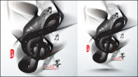 Ink on musical elements 05 - vector material