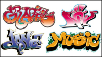 Graffiti fonts beautifully designed 02 - vector material